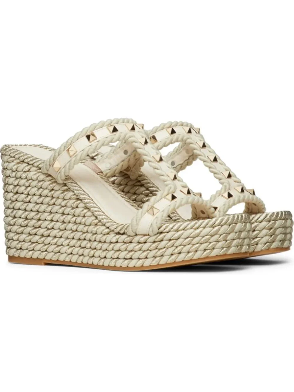 NWT Valentino Garavani Authentic Rockstud Torchon Wedge Sandal